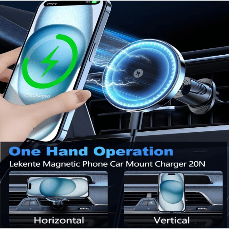 UYUXIO 15W Magnetic Wireless Car Charger Air Vent Mount For IPhone 5