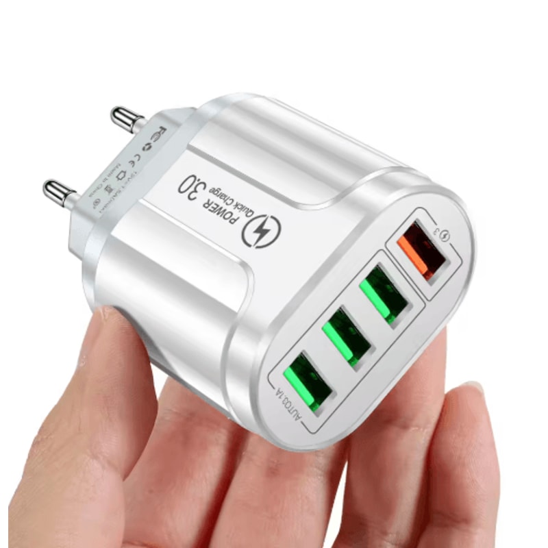 4 Port USB Wall Charger 3A QC 30 Fast Charger Adapter With EU And US Plug 2