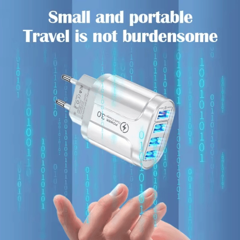 4 Port USB Wall Charger 3A QC 30 Fast Charger Adapter With EU And US Plug 5