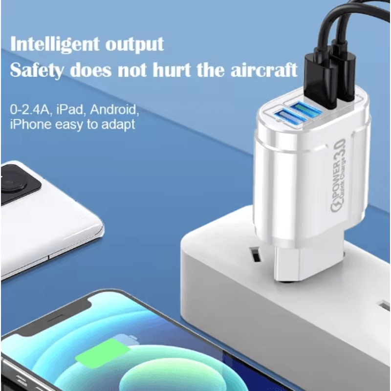 4 Port USB Wall Charger 3A QC 30 Fast Charger Adapter With EU And US Plug 7