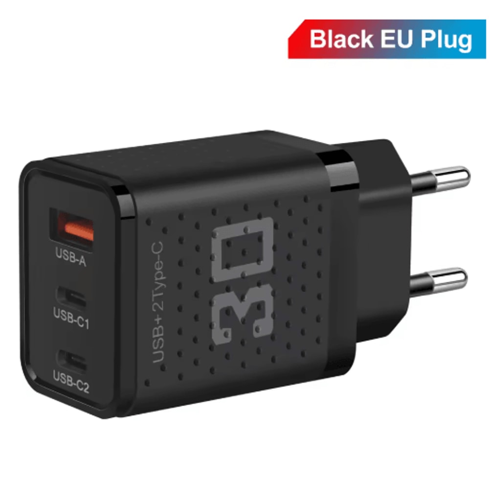 30W USB C Charger 3 Port Fast Charging Adapter With QC30 EU US Plug 4