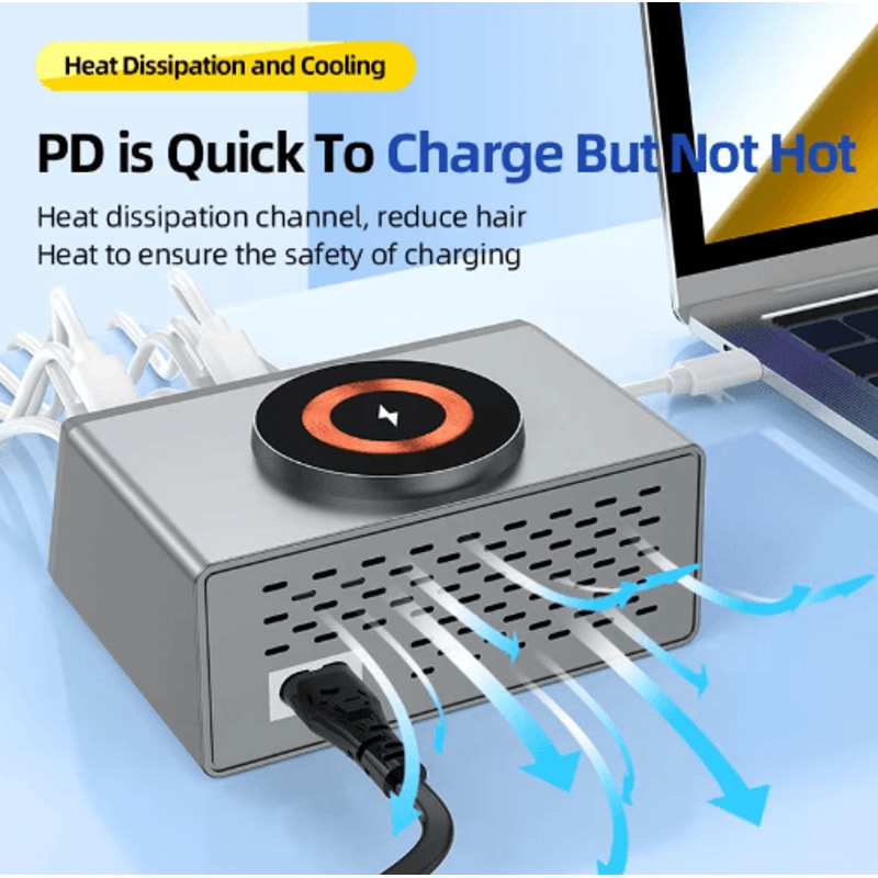 140W Smart 8 Port USB Charging Station For Multiple Devices Fast Charging Hub 4