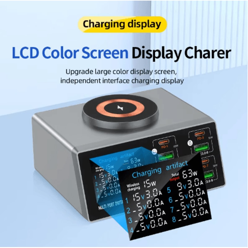 140W Smart 8 Port USB Charging Station For Multiple Devices Fast Charging Hub 5