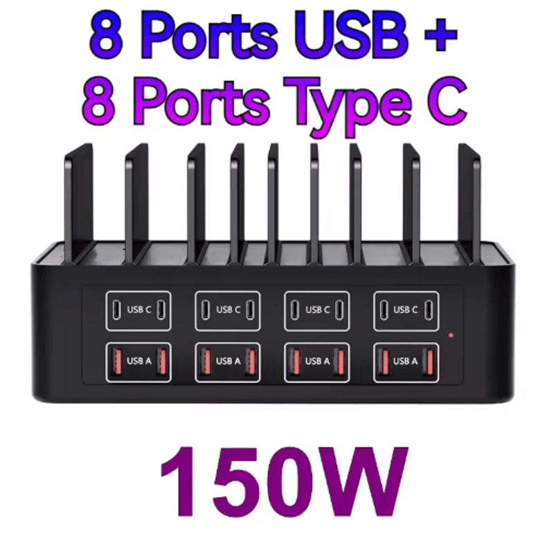 150W 16 Port USB C Charging Station Stand Universal Fast Charging Hub For Multiple Devices 1