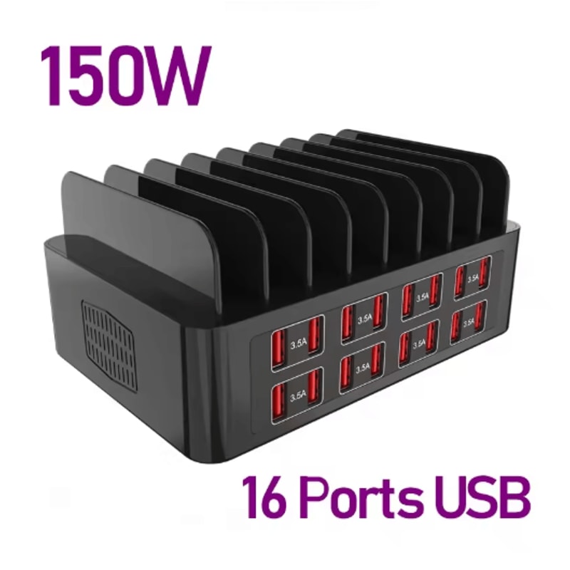 150W 16 Port USB C Charging Station Stand Universal Fast Charging Hub For Multiple Devices 2
