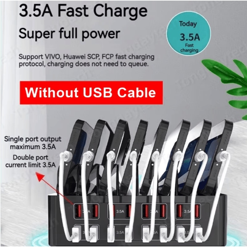150W 16 Port USB C Charging Station Stand Universal Fast Charging Hub For Multiple Devices 6