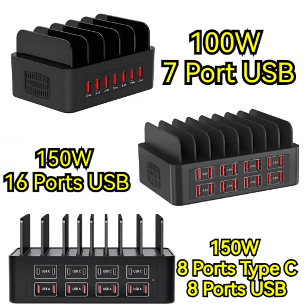 150W 16 Port USB C Charging Station Stand Universal Fast Charging Hub For Multiple Devices 8