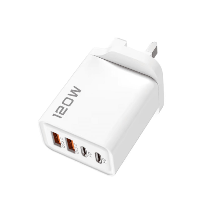 120W 4 Port USB C Wall Charger With Fast Charging Cable For Samsung IPhone Huawei 7