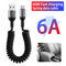 66W 5A USB C Fast Charging Spring Car Cable Portable Type C Data Cable 0