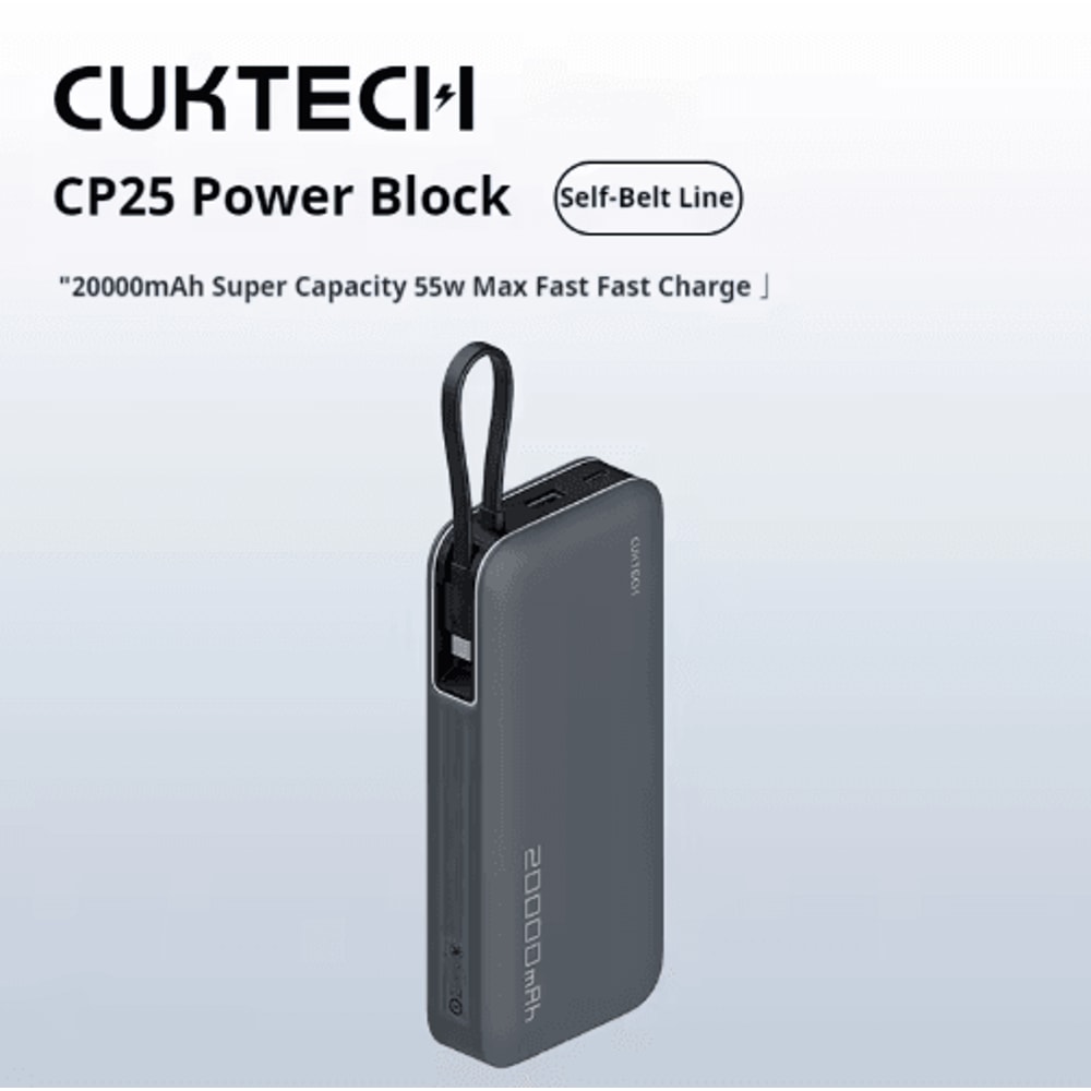 CUKTECH CP25 20000mAh 55W TwoWay Fast Charging Power Bank With BuiltIn Cable 1