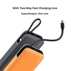 cuktech cp25 20000mah 55w two-way fast charging power bank with built-in cable