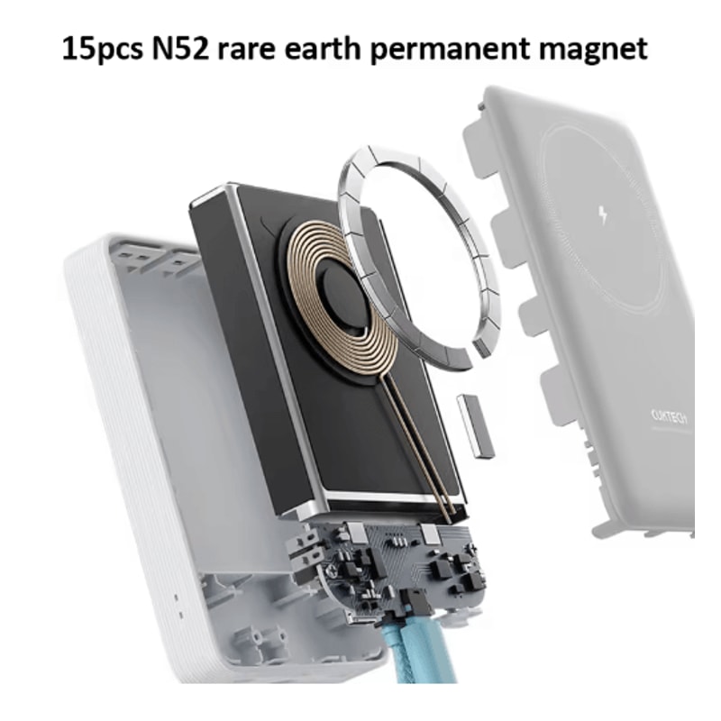 CUKTECH WPB100L Magnetic Power Bank 10000mAh With BuiltIn Cable And 75W Wireless Charging 7