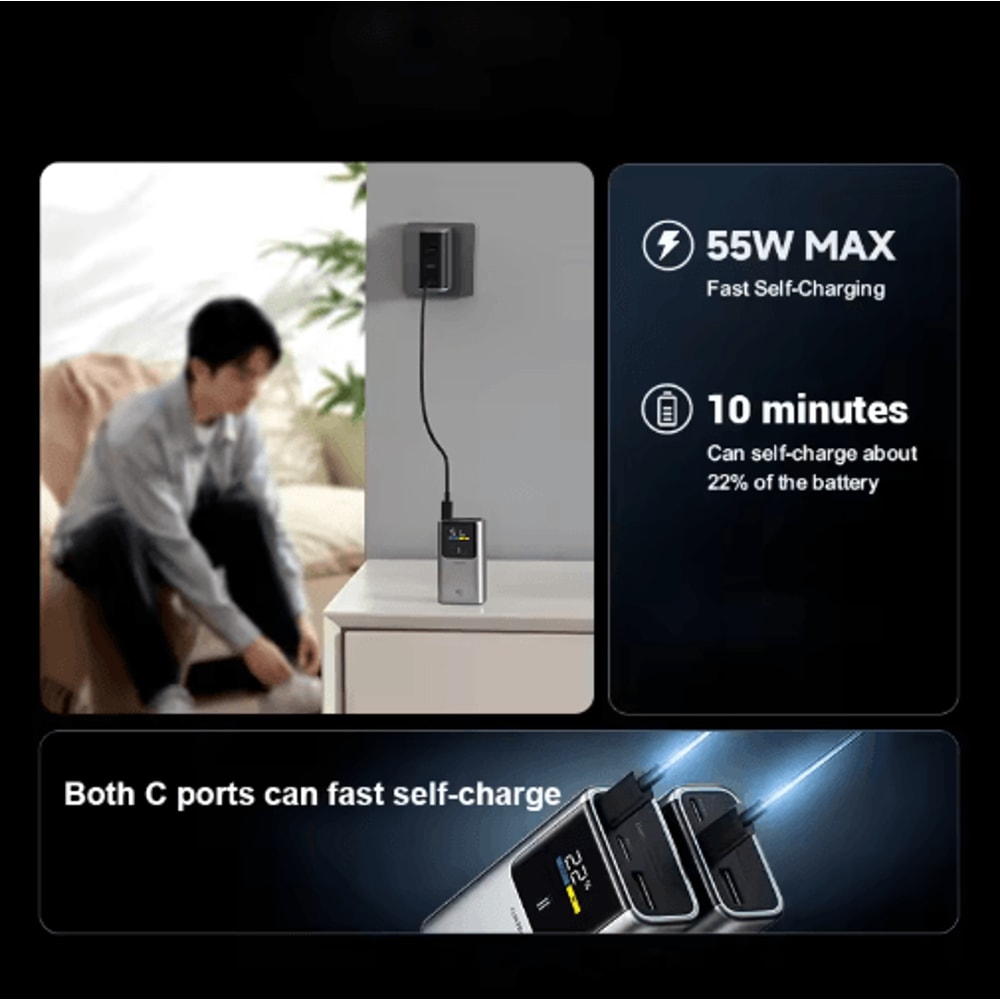 CUKTECH 10 Mini PB1055 10000mAh 55W 2Port Fast Charging Power Bank 4