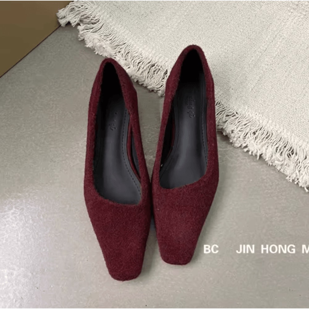 SUOJIALUN Women Square Toe Pumps Elegant Low Heel SlipOn Office Shoes 1