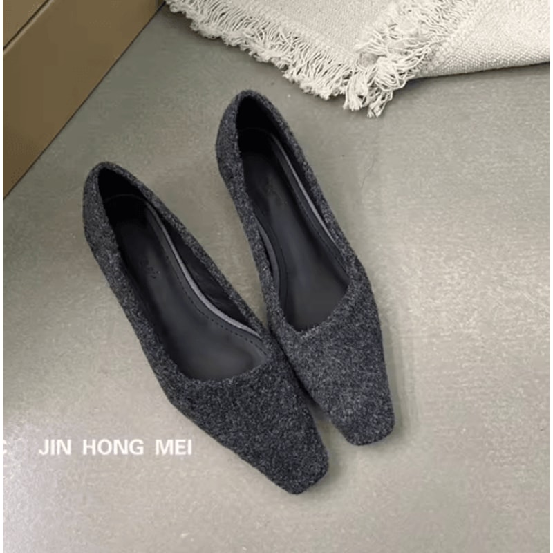 SUOJIALUN Women Square Toe Pumps Elegant Low Heel SlipOn Office Shoes 7