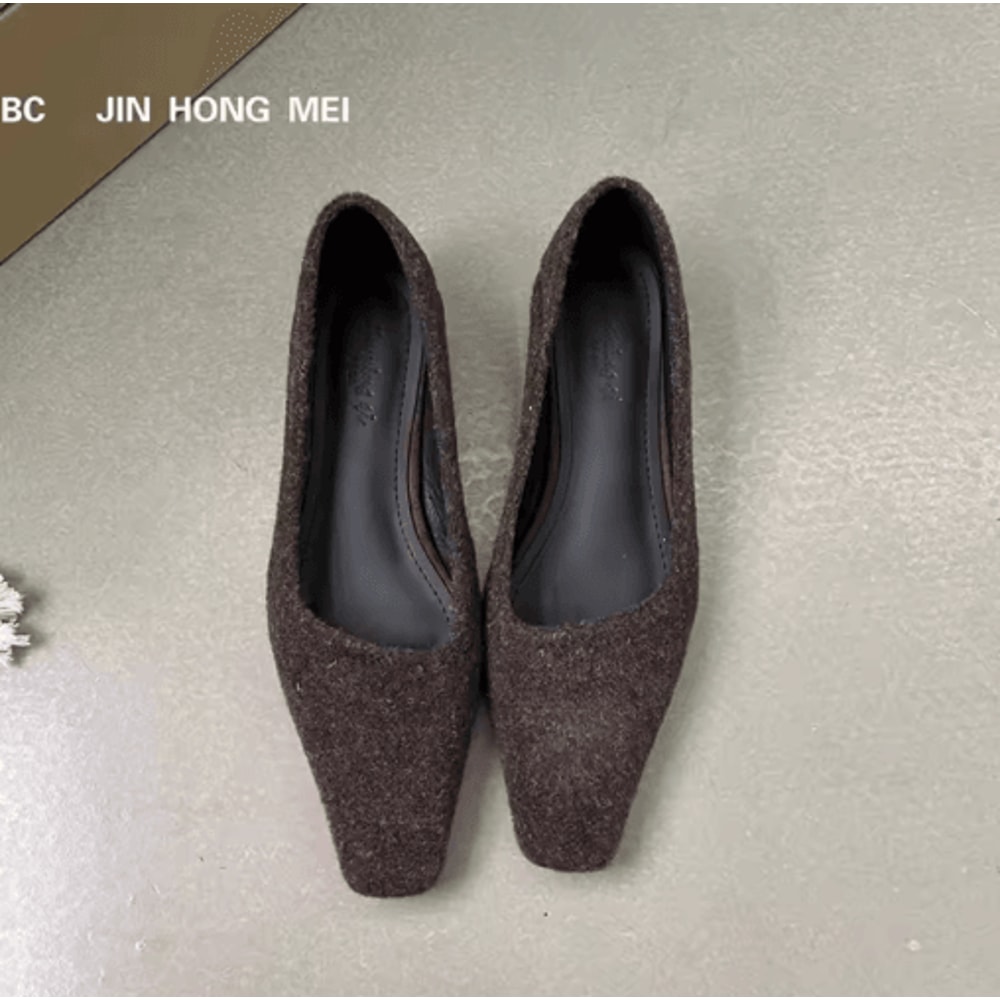 SUOJIALUN Women Square Toe Pumps Elegant Low Heel SlipOn Office Shoes 9