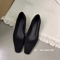 SUOJIALUN Women Square Toe Pumps Elegant Low Heel SlipOn Office Shoes 13