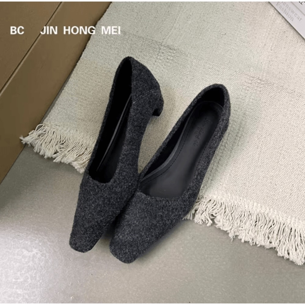 SUOJIALUN Women Square Toe Pumps Elegant Low Heel SlipOn Office Shoes 16