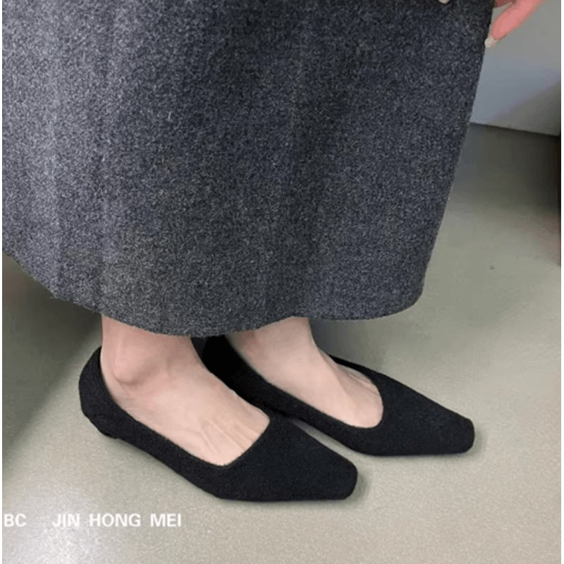 SUOJIALUN Women Square Toe Pumps Elegant Low Heel SlipOn Office Shoes 18