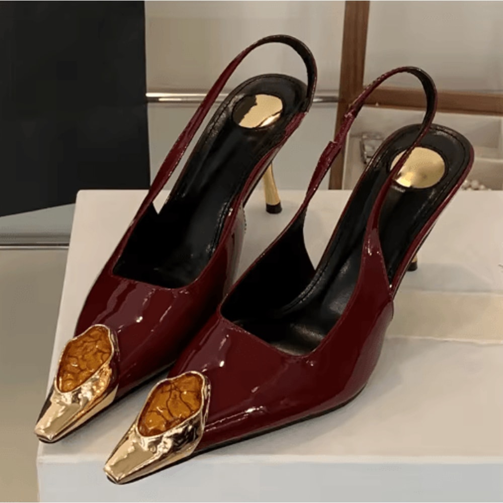 Eilyken Rhinestone Pointed Toe Slingback Pumps Elegant Thin Heel Banquet And Prom Heels 1