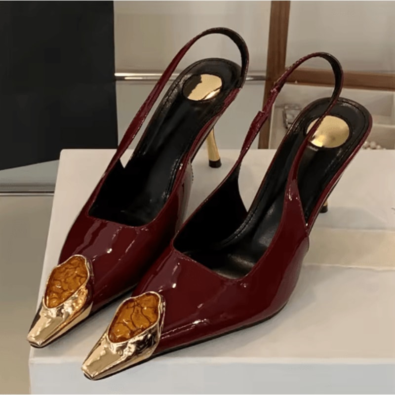 Eilyken Rhinestone Pointed Toe Slingback Pumps Elegant Thin Heel Banquet And Prom Heels 1