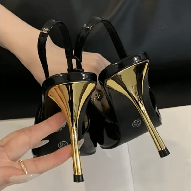 Eilyken Rhinestone Pointed Toe Slingback Pumps Elegant Thin Heel Banquet And Prom Heels 7