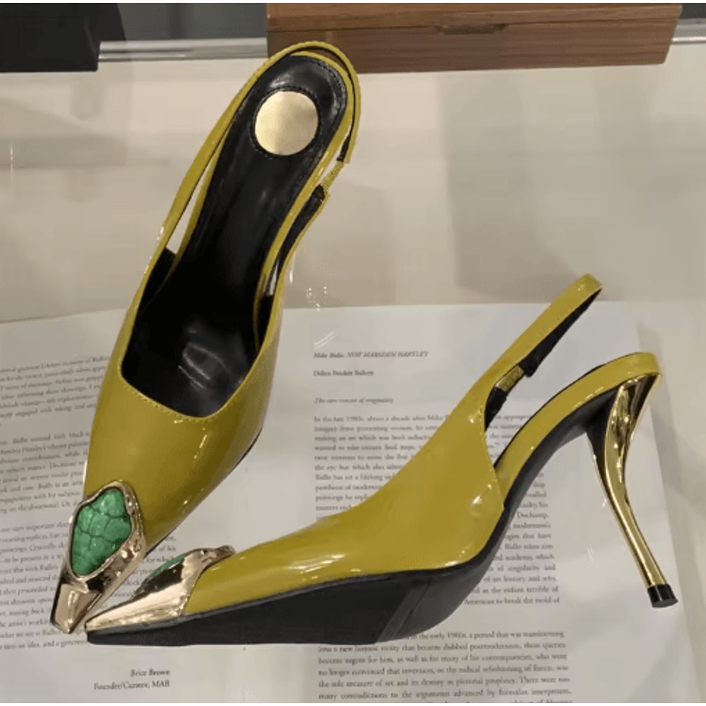 Eilyken Rhinestone Pointed Toe Slingback Pumps Elegant Thin Heel Banquet And Prom Heels 8