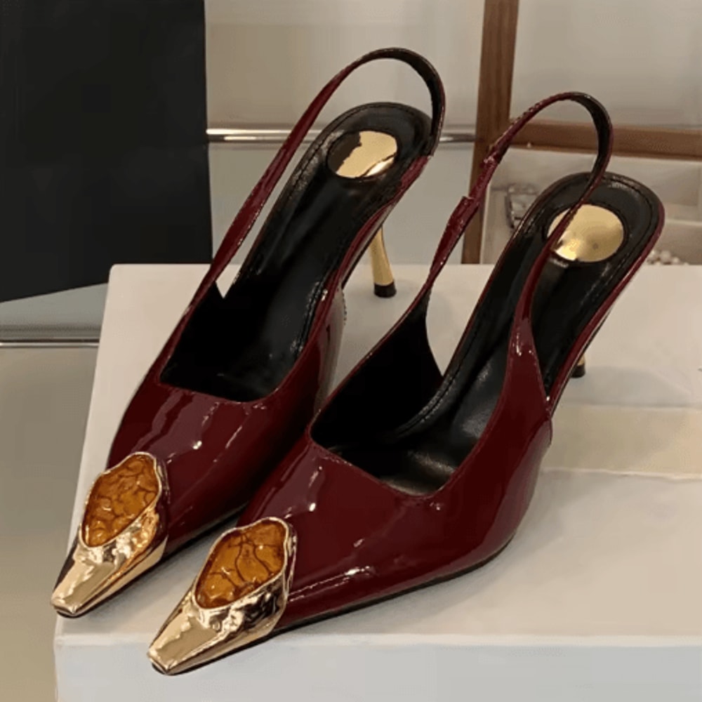 Eilyken Rhinestone Pointed Toe Slingback Pumps Elegant Thin Heel Banquet And Prom Heels 0