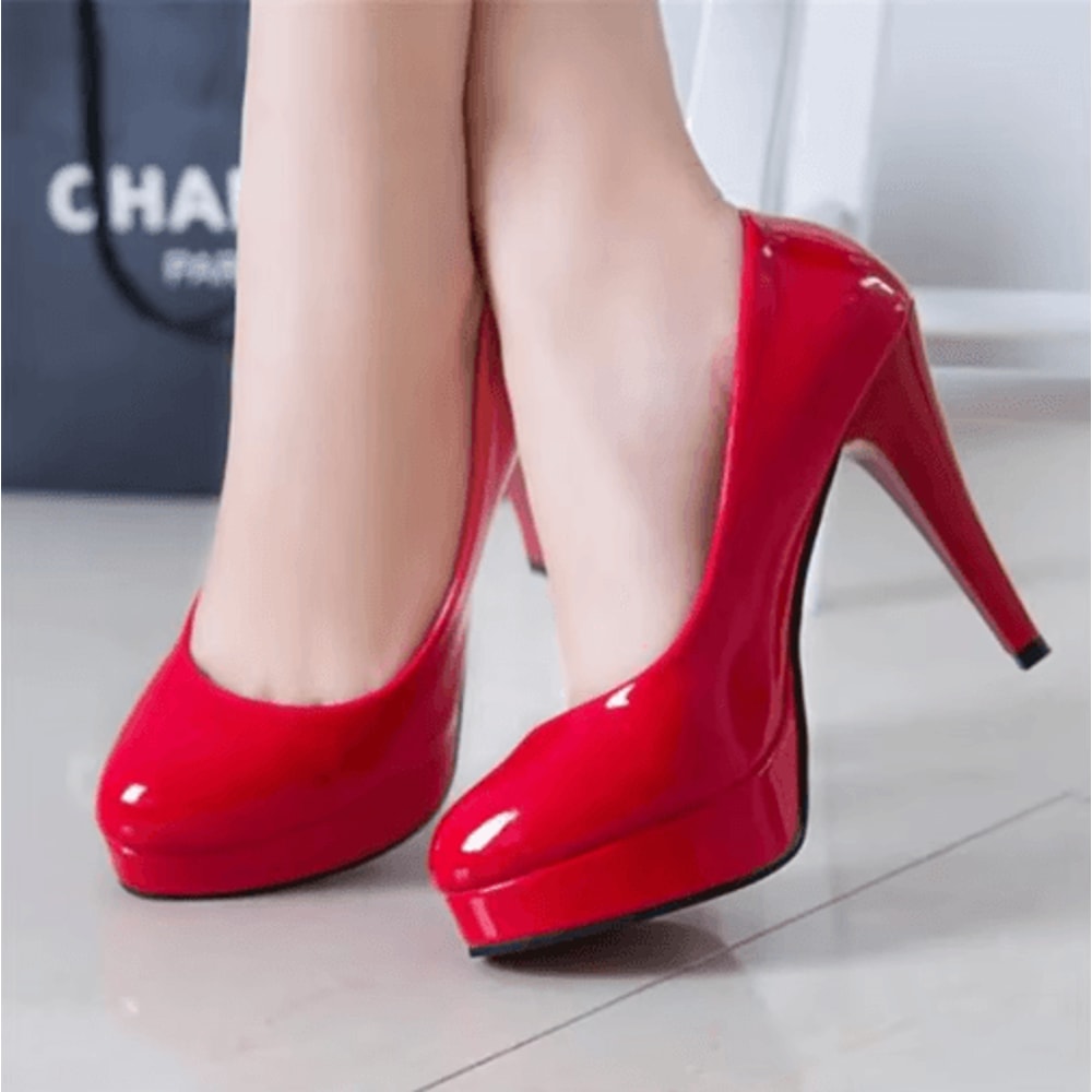 Classic Patent Leather Platform Wedding Pumps Nude High Heels For Women 34 To 42 0