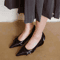 Fashion Spliced Heel Pointed Toe Mary Jane Pumps With Bow Detail 5