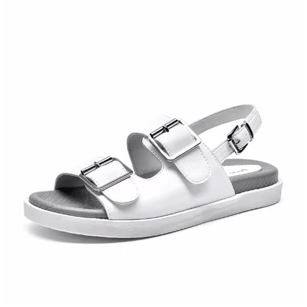 BeauToday Genuine Leather Ankle Buckle Sandals Handmade Low Heel Summer Shoes 38128 1