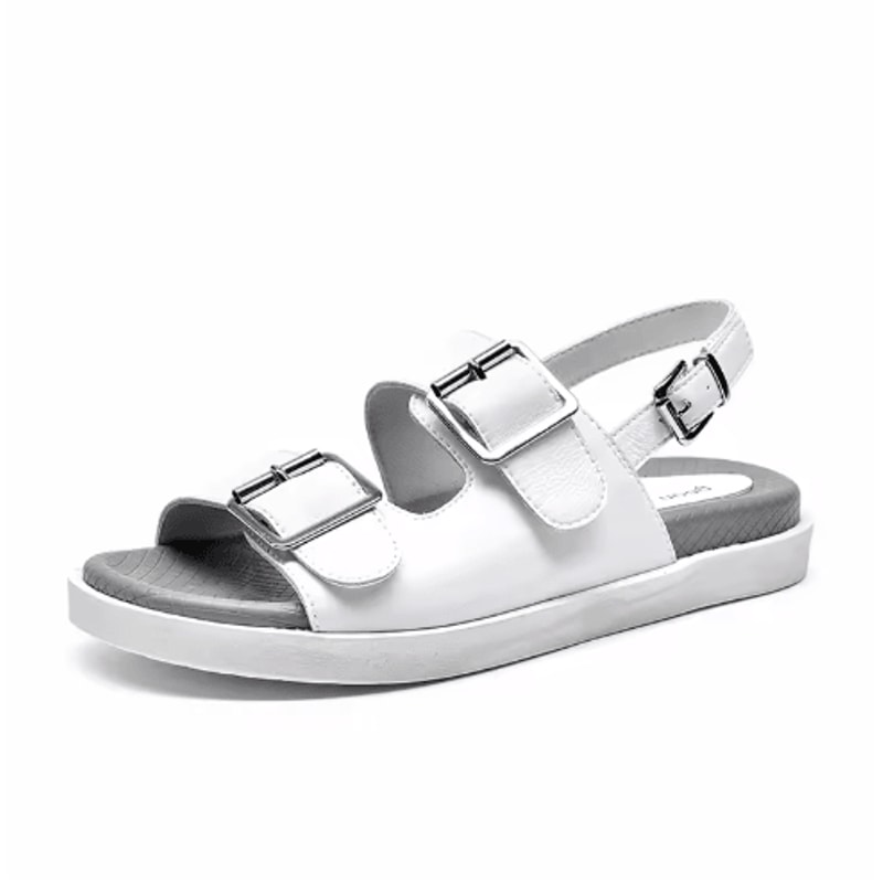 BeauToday Genuine Leather Ankle Buckle Sandals Handmade Low Heel Summer Shoes 38128 1