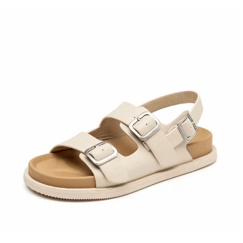 BeauToday Genuine Leather Ankle Buckle Sandals Handmade Low Heel Summer Shoes 38128 2