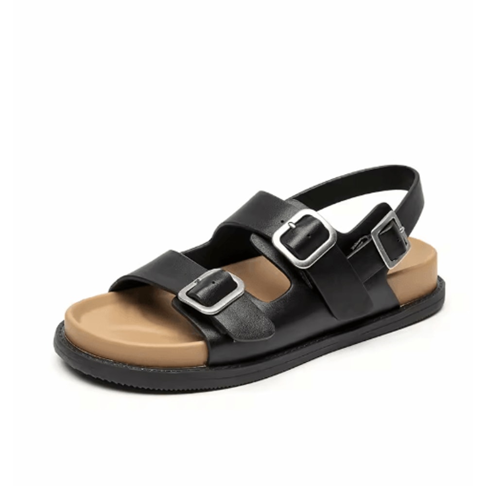 BeauToday Genuine Leather Ankle Buckle Sandals Handmade Low Heel Summer Shoes 38128 3