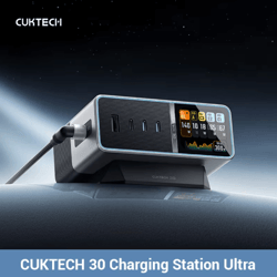 cuktech 30 ultra 300w gan desktop charging station with smart ips display