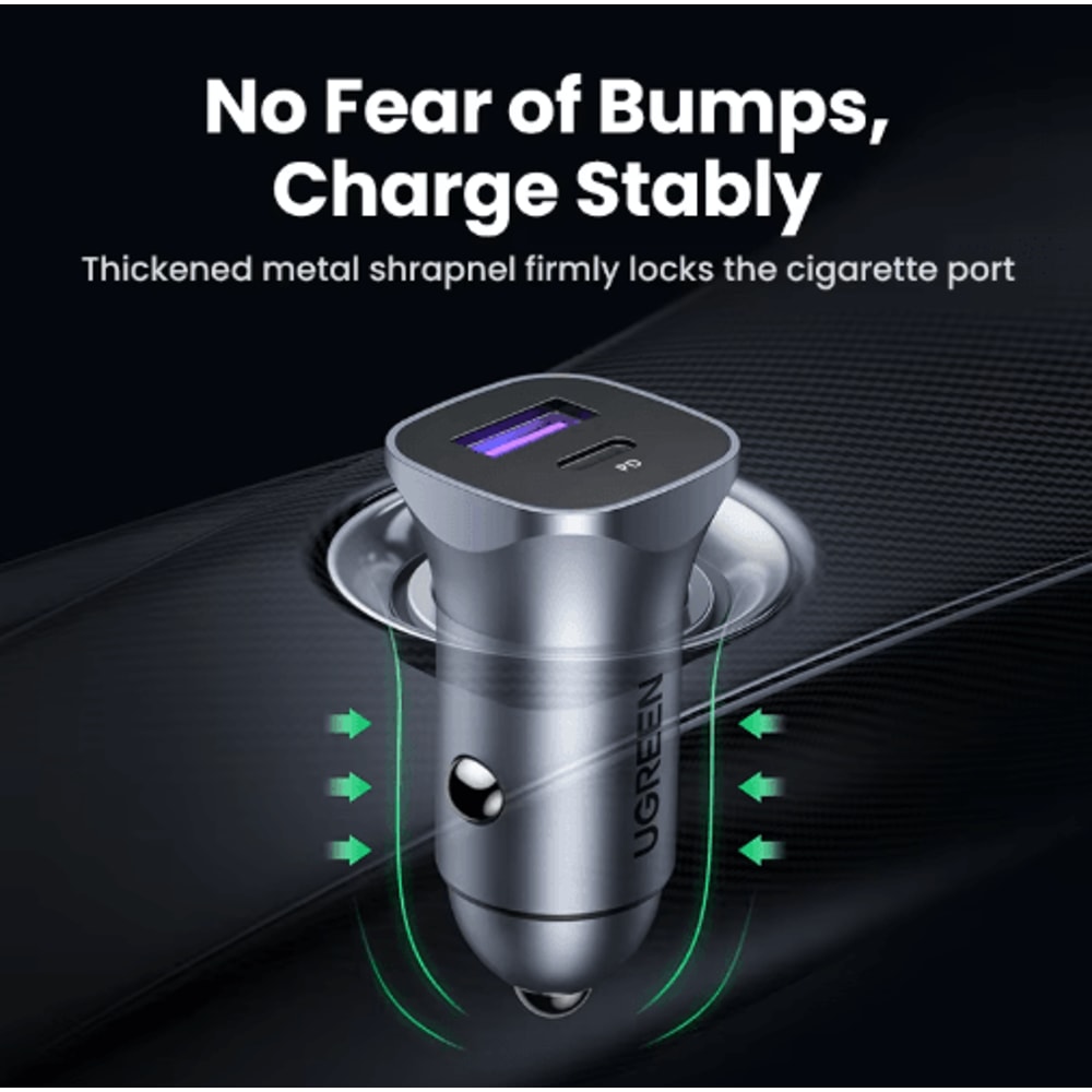 UGREEN Ultra Fast Car Charger USBC PD Quick Charge Adapter For IPhone Xiaomi 6