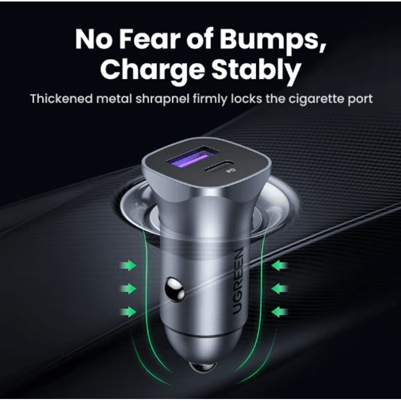 UGREEN Ultra Fast Car Charger USBC PD Quick Charge Adapter For IPhone Xiaomi 6