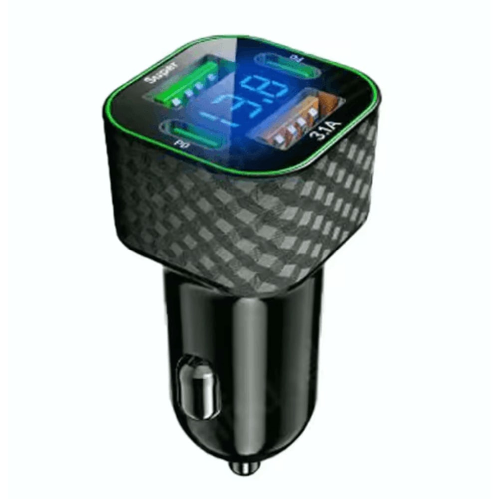 UYUXIO Dual PD Super Fast USBC Car Charger With Voltage Display 4in1 Power Adapter For IPhone And 1