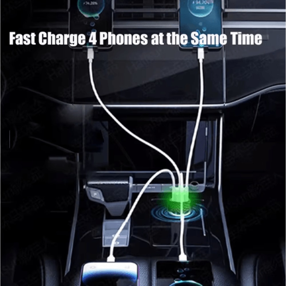 UYUXIO Dual PD Super Fast USBC Car Charger With Voltage Display 4in1 Power Adapter For IPhone And 4
