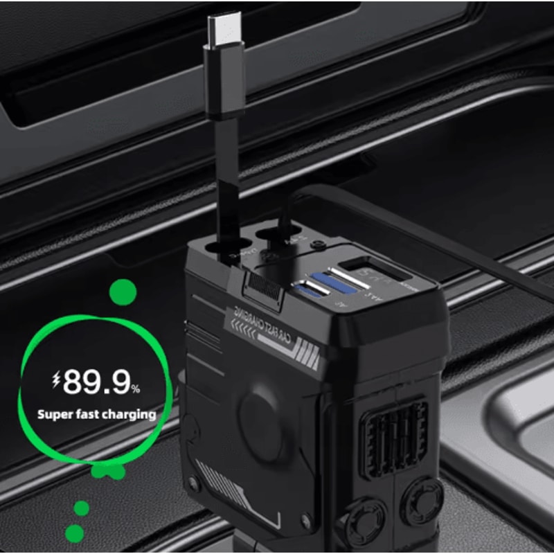 Retractable 4in1 Fast Charging Car Charging Cable Adapter Universal MultiDevice Power Solution 7