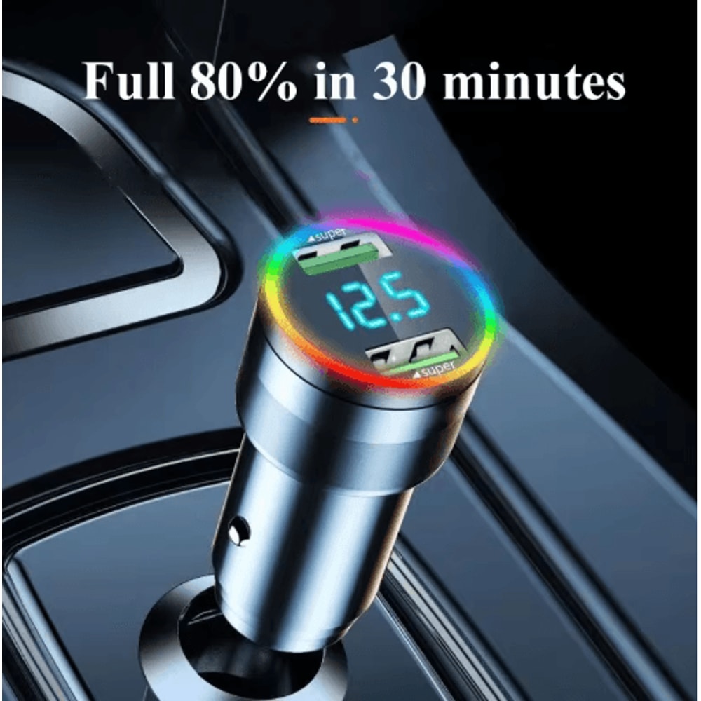 300W Dual USB Super Fast Car Charger With LED Light Voltage Monitor 4