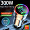 300W Dual USB Super Fast Car Charger With LED Light Voltage Monitor 0
