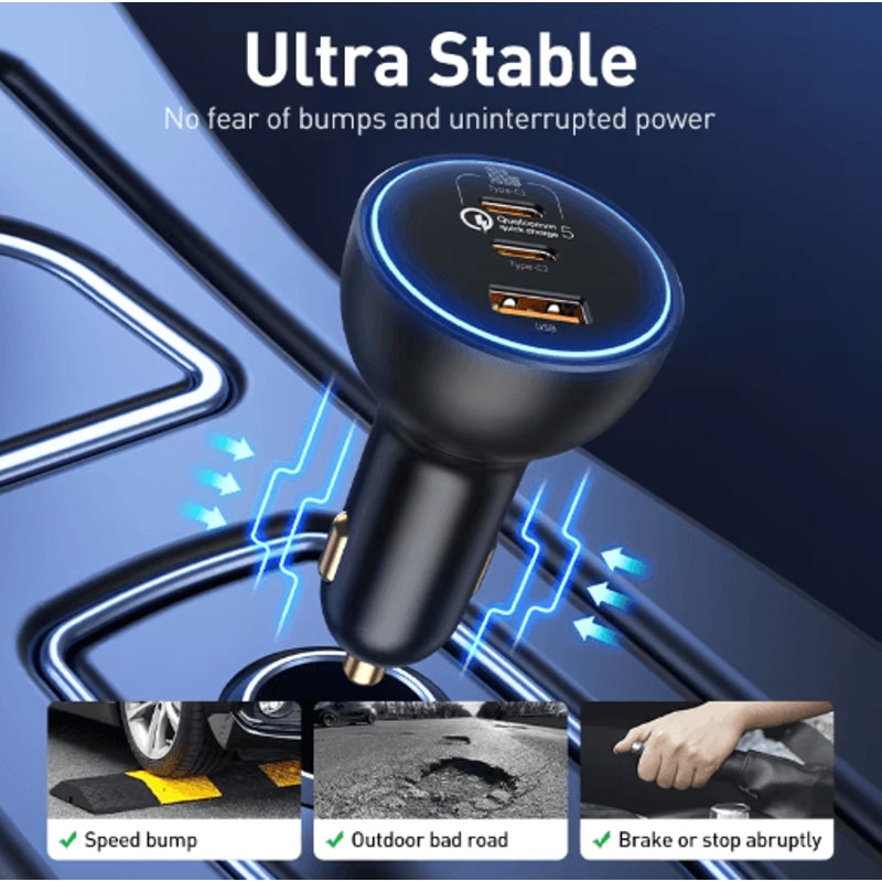 Baseus 160W USBC Car Charger QC 50 PD 30 PPS Fast Charging Adapter 4