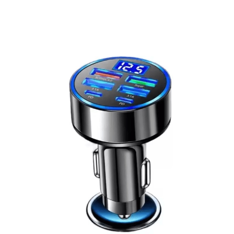 UYUXIO 6in1 USBC Car Charger With Voltage Display Super Fast PD Charging Adapter 1