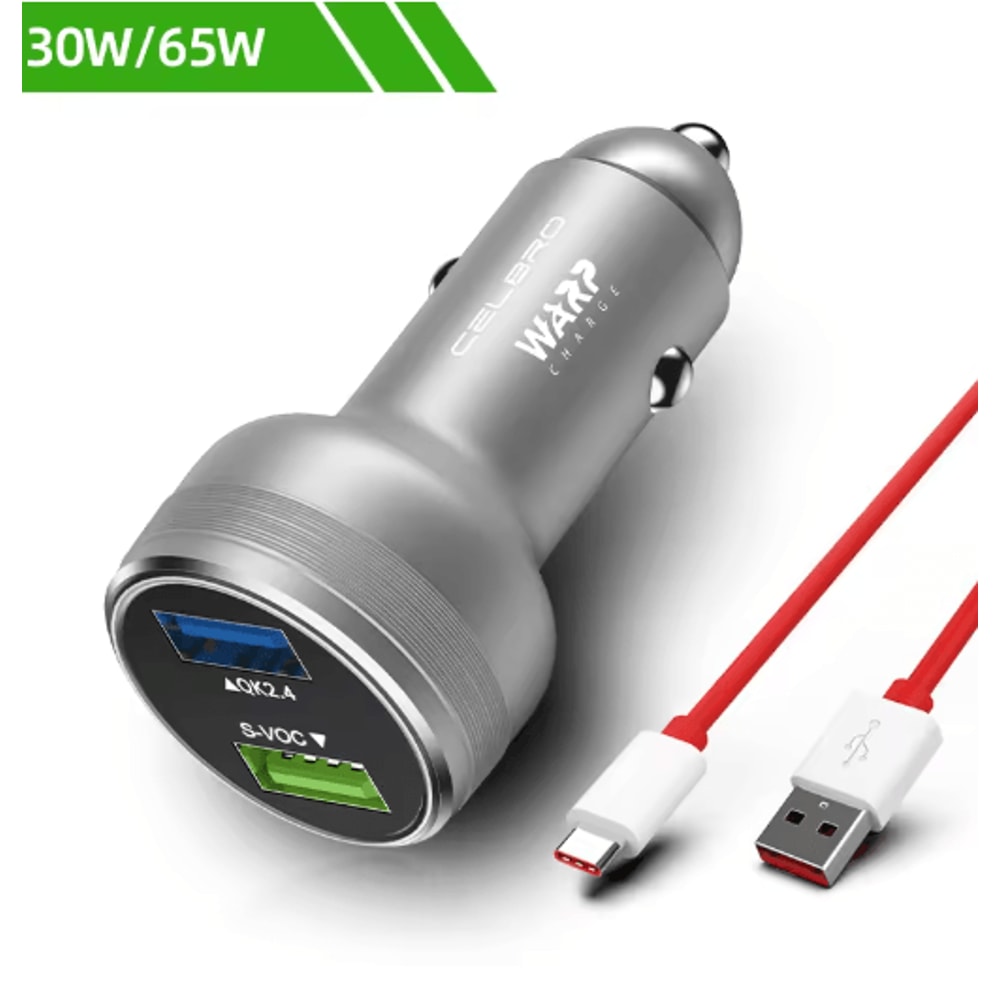 80W SuperVOOC Dual USB Car Charger For OnePlus Warp Dash Fast Charge Adapter 4