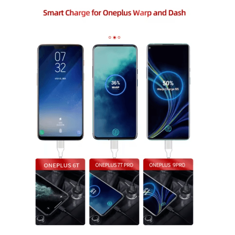 80W SuperVOOC Dual USB Car Charger For OnePlus Warp Dash Fast Charge Adapter 13