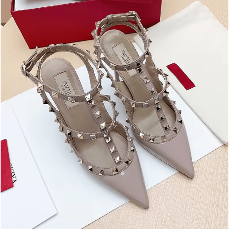 2025 Luxury Punk Rivet Pointed Toe Stiletto Gladiator Sandals 13