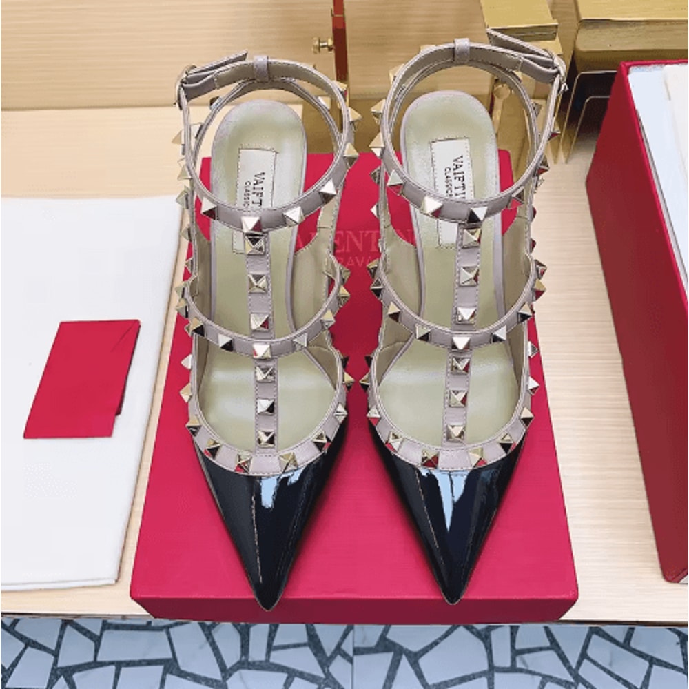 2025 Luxury Punk Rivet Pointed Toe Stiletto Gladiator Sandals 16