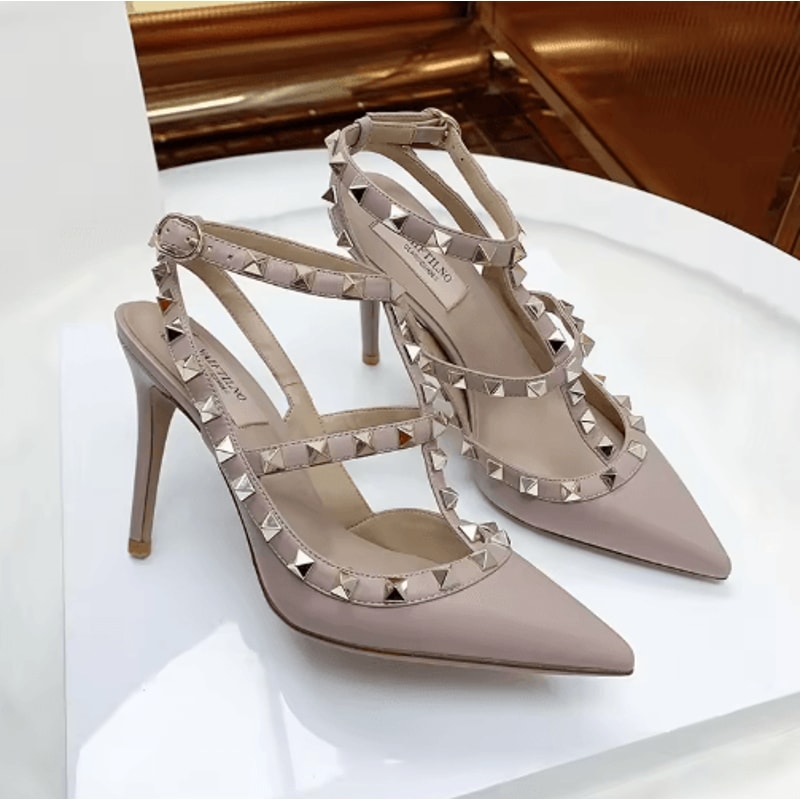 2025 Luxury Punk Rivet Pointed Toe Stiletto Gladiator Sandals 20