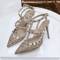 2025 Luxury Punk Rivet Pointed Toe Stiletto Gladiator Sandals 3